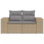 Preview: Gartensofa mit Kissen 2-Sitzer Beige Poly Rattan