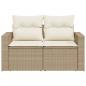 Preview: Gartensofa mit Kissen 2-Sitzer Beige Poly Rattan