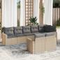 Preview: ARDEBO.de - 8-tlg. Garten-Sofagarnitur mit Kissen Beige Poly Rattan