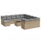 Preview: 13-tlg. Garten-Sofagarnitur mit Kissen Beige Poly Rattan
