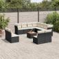 Preview: ARDEBO.de - 12-tlg. Garten-Sofagarnitur mit Kissen Schwarz Poly Rattan