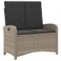 Preview: Gartenbank Verstellbar mit Kissen Hellgrau Poly Rattan