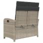 Preview: Gartenbank Verstellbar mit Kissen Hellgrau Poly Rattan