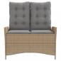 Preview: Gartenbank Verstellbar mit Kissen Beige Poly Rattan