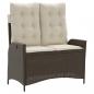 Preview: Gartenbank Verstellbar mit Kissen Braun Poly Rattan