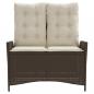 Preview: Gartenbank Verstellbar mit Kissen Braun Poly Rattan