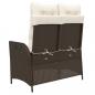 Preview: Gartenbank Verstellbar mit Kissen Braun Poly Rattan