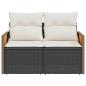 Preview: Gartensofa mit Kissen 2-Sitzer Schwarz Poly Rattan