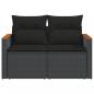 Preview: Gartensofa mit Kissen 2-Sitzer Schwarz Poly Rattan
