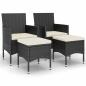 Preview: 4-tlg. Gartenstuhl und Hocker Set Poly Rattan Schwarz