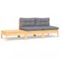 Preview: ARDEBO.de - 3-tlg. Garten-Lounge-Set mit Kissen Grau Kiefer Massivholz 
