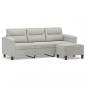 Preview: 3-Sitzer-Sofa mit Hocker Hellgrau 180 cm Mikrofasergewebe