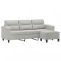 Preview: 3-Sitzer-Sofa mit Hocker Hellgrau 180 cm Mikrofasergewebe
