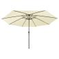 Preview: Sonnenschirm mit LED-Leuchten und Metallmast 400 cm Sandfarben