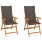 Preview: ARDEBO.de - Gartenstühle 2 Stk. mit Taupe Kissen Massivholz Teak