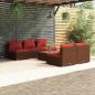 Preview: ARDEBO.de - 6-tlg. Garten-Lounge-Set mit Auflagen Poly Rattan Braun