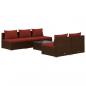 Preview: 6-tlg. Garten-Lounge-Set mit Auflagen Poly Rattan Braun