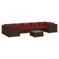 Preview: 8-tlg. Garten-Lounge-Set mit Kissen Poly Rattan Braun