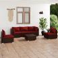 Preview: ARDEBO.de - 6-tlg. Garten-Lounge-Set mit Auflagen Poly Rattan Braun