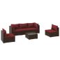 Preview: 6-tlg. Garten-Lounge-Set mit Auflagen Poly Rattan Braun