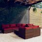 Preview: ARDEBO.de - 8-tlg. Garten-Lounge-Set mit Kissen Braun Poly Rattan