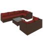 Preview: 8-tlg. Garten-Lounge-Set mit Kissen Braun Poly Rattan