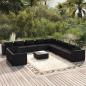 Preview: ARDEBO.de - 12-tlg. Garten-Lounge-Set mit Kissen Schwarz Poly Rattan