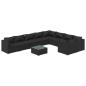 Preview: 10-tlg. Garten-Lounge-Set mit Kissen Poly Rattan Schwarz