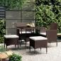 Preview: ARDEBO.de - 5-tlg. Garten-Essgruppe Poly Rattan Braun
