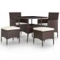 Preview: 5-tlg. Garten-Essgruppe Poly Rattan Braun