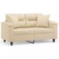Preview: 2-Sitzer-Sofa mit Kissen Creme 120 cm Mikrofasergewebe