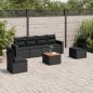 Preview: ARDEBO.de - 7-tlg. Garten-Sofagarnitur mit Kissen Schwarz Poly Rattan
