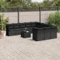 Preview: ARDEBO.de - 12-tlg. Garten-Sofagarnitur mit Kissen Schwarz Poly Rattan