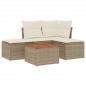 Preview: 5-tlg. Garten-Sofagarnitur mit Kissen Beige Poly Rattan