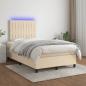 Preview: Boxspringbett mit Matratze & LED Creme 120x190 cm Stoff