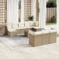 Preview: ARDEBO.de - 10-tlg. Garten-Sofagarnitur mit Kissen Beige Poly Rattan