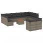 Preview: 13-tlg. Garten-Sofagarnitur mit Kissen Grau Poly Rattan