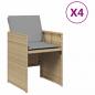 Preview: Gartenstühle mit Kissen 4 Stk. Beigemischung Poly Rattan