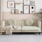 Preview: ARDEBO.de - Sofa mit Kissen 3-Sitzer Creme Samt