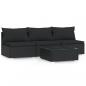 Preview: ARDEBO.de - 4-tlg. Garten-Lounge-Set mit Kissen Schwarz Poly Rattan