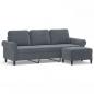 Preview: 3-Sitzer-Sofa mit Hocker Dunkelgrau 180 cm Samt