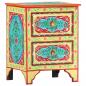 Preview: Handbemalter Nachttisch 40×30×50 cm Mango Massivholz