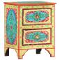 Preview: Handbemalter Nachttisch 40×30×50 cm Mango Massivholz