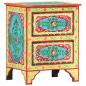 Preview: Handbemalter Nachttisch 40×30×50 cm Mango Massivholz