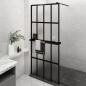 Preview: ARDEBO.de - Duschwand mit Ablage für Walk-In-Dusche Schwarz 90x195 cm ESG