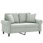 Preview: 2-Sitzer-Sofa mit Zierkissen Hellgrau 120 cm Samt