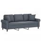 Preview: 3-Sitzer-Sofa mit Zierkissen Dunkelgrau 180 cm Samt