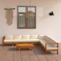 Preview: 9-tlg. Garten-Lounge-Set mit Creme Auflagen Massivholz Akazie