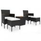 Preview: 5-tlg. Garten-Bistro-Set Poly Rattan Massivholz Akazie Schwarz