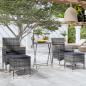 Preview: ARDEBO.de - 5-tlg. Garten-Bistro-Set Poly Rattan und Hartglas Grau 